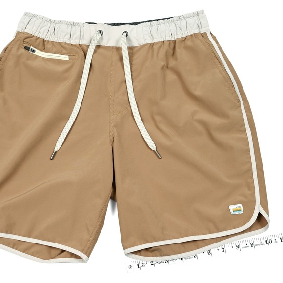 Vuori Banks Shorts Men's Medium Tan 7in Athletic Workout Drawstring V330 Pockets - Picture 5 of 9